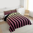 thumbnail image 3 of Feelyou Fashion Pink Square Queen Comforter Set for Teen, Futuristic Abstract Ombre Bedding Sets, Chic Buffalo Reversible Bedding Comforter Set, Breathable Home Decor, 3-Piece, 3 of 8