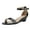 BLACK/PAT, variant on Women Low Wedge Heel Sandals Open Toe Ankle Strap Buckle Lady Work Casual Shoes SILVER/PLAID Size 8