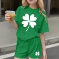 thumbnail image 2 of Fesfesfes Kids Outfits Girls St Patrick's Day Outfits Children's Boys Girls Short Sleeve Tops Short Pants Girls Clothes 2PCS Set, 2 of 6