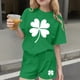 thumbnail image 5 of Vestido de manga corta para niños Día de San Patricio impreso conjunto de dos piezas niñas casual cuello redondo blusa y pantalones cortos, 5 of 6