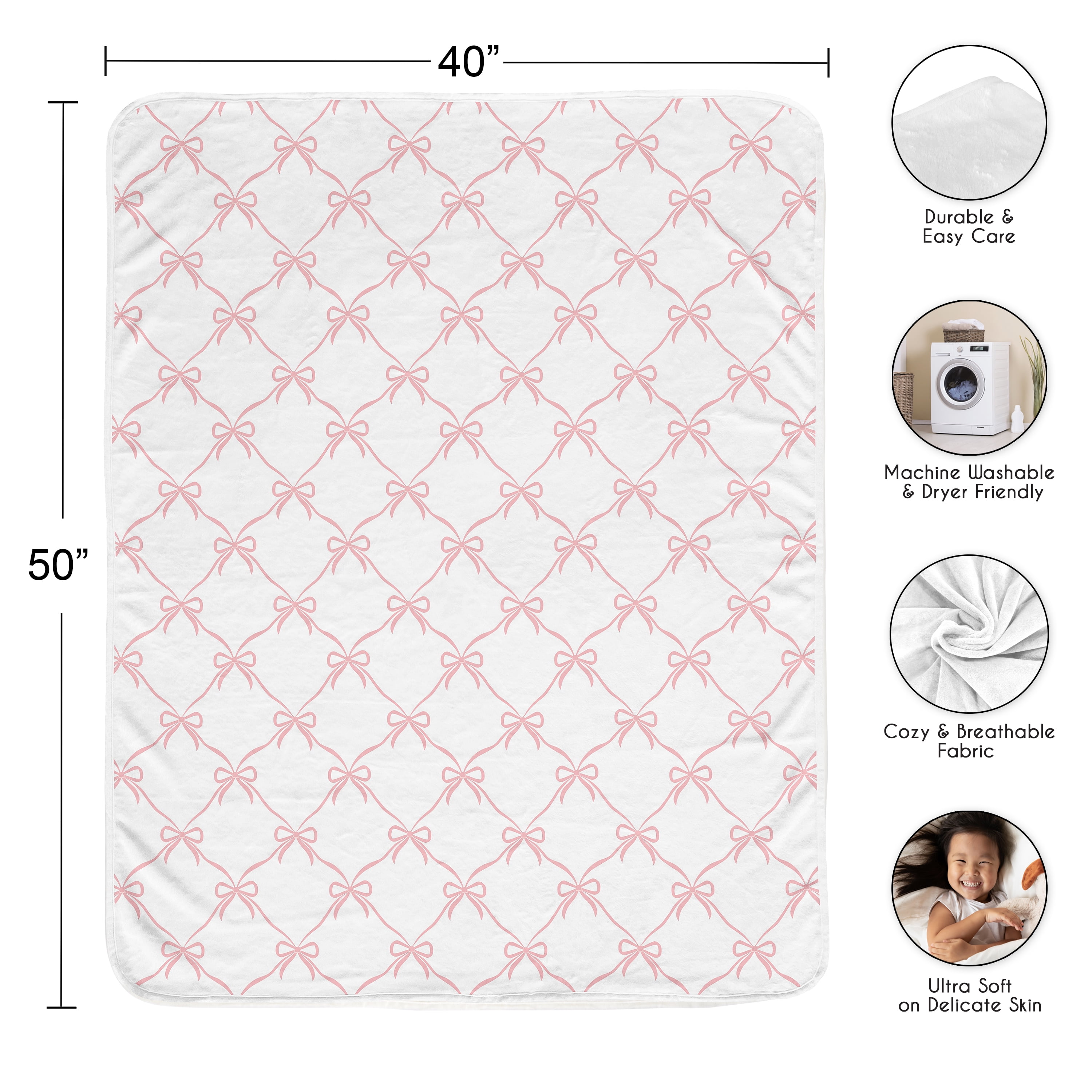 Sweet Jojo Designs Ballerina and Ballet Bows Girl Toddler Blanket Baby Swaddle