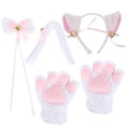 thumbnail image 1 of EeaseMX 1 juego de diadema con orejas de gato, cola, pata, pajarita, disfraz de gato para cosplay para mujer y niña, 1 of 8