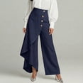 thumbnail image 2 of Wide Leg Pants Woman Plus Size Fashion Asymmetrical Wrap Button Wide Leg Pants with Pockets Trendy Womens Clothes, 2 of 6