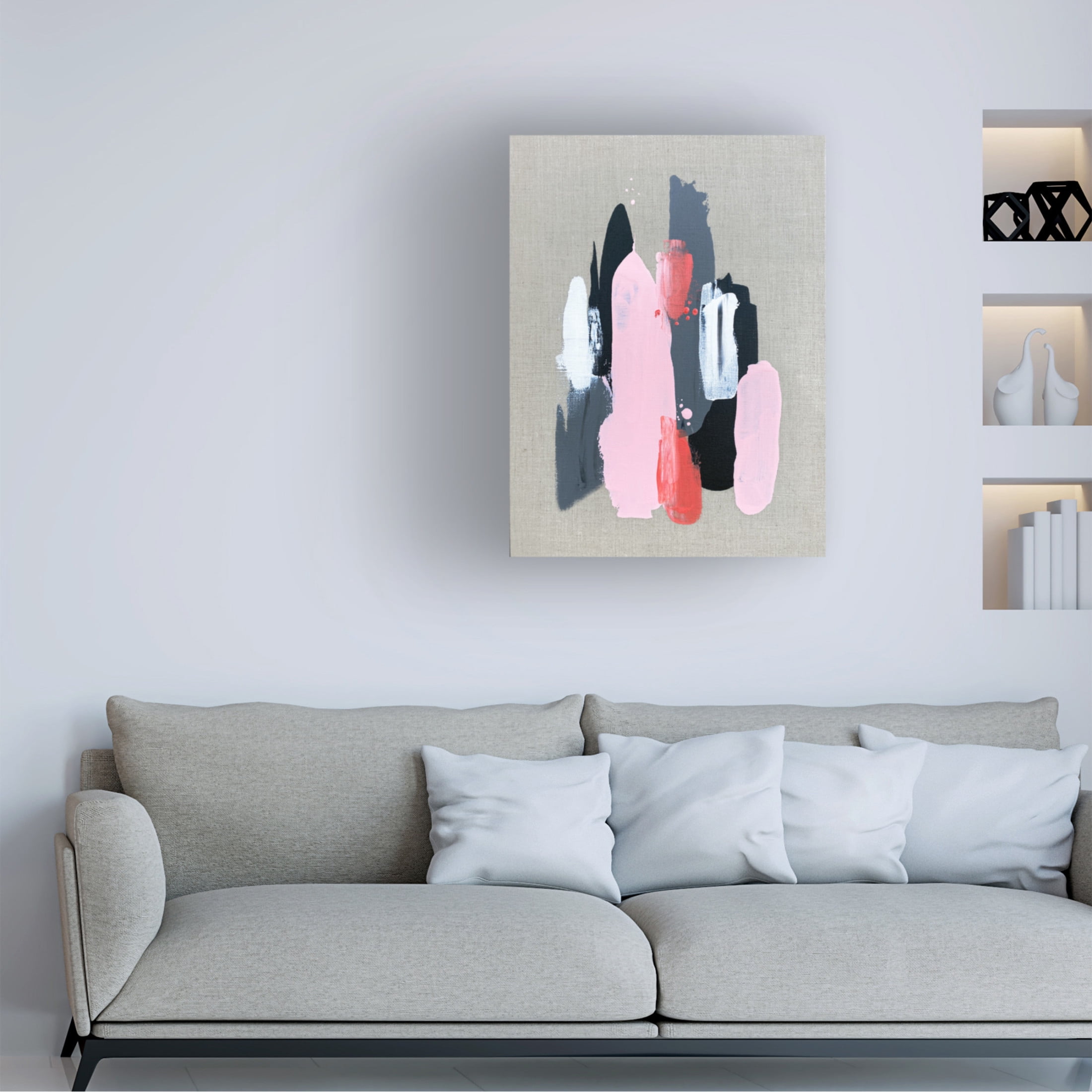 Trademark Fine Art Alyson Storms  Pink Black and Grey 1 Canvas Wall Art