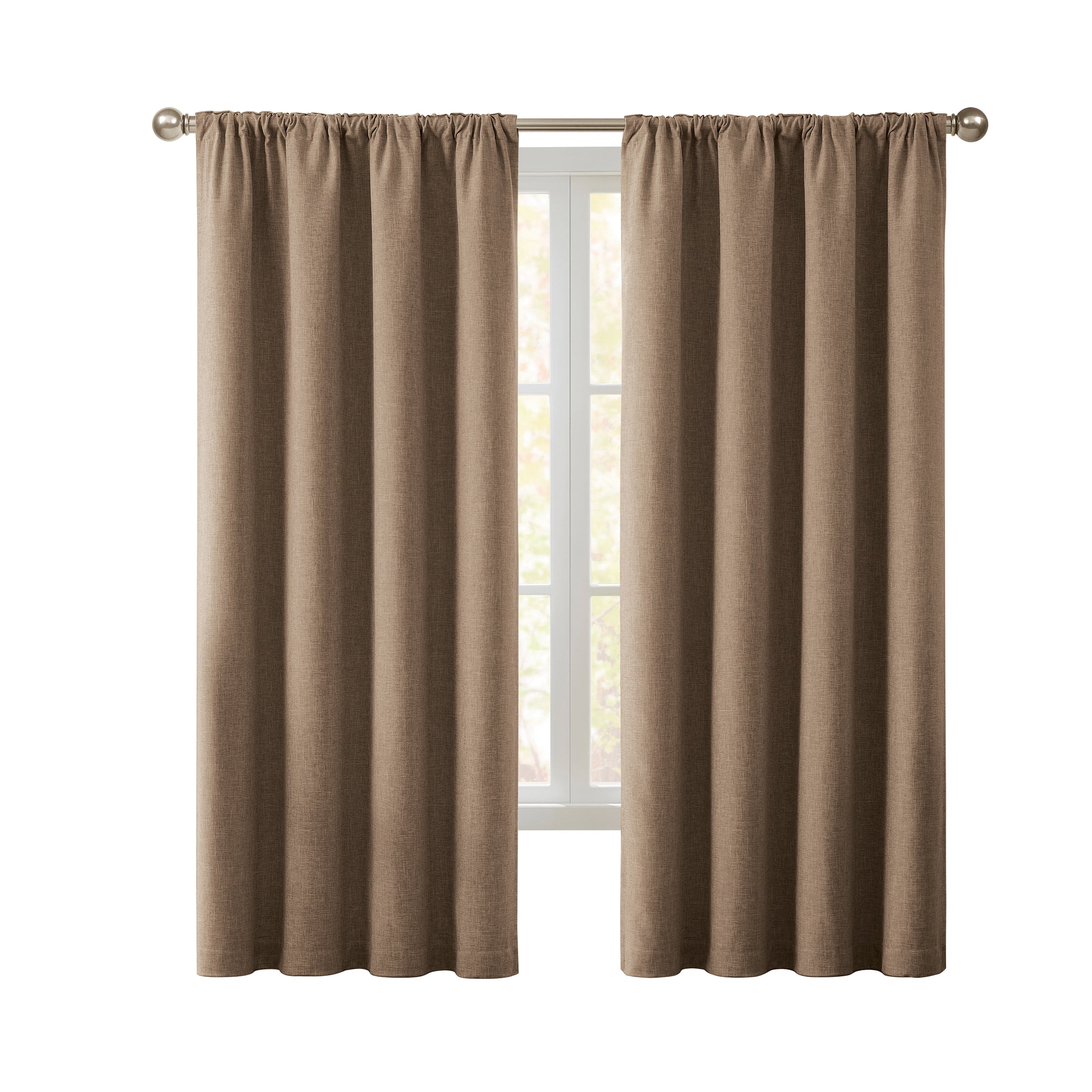 My Texas House Solid Woodsmoke Rod Pocket Back Tab Blackout Curtain Panel, 52" x 108"
