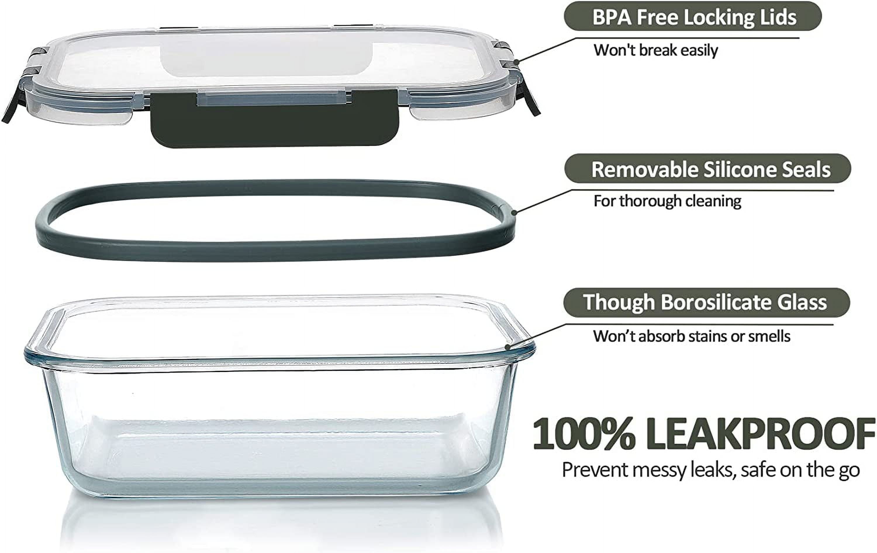 KOMUEE 12 Packs Glass Meal Prep Containers Set, Glass Food Storage  Containers with Locking Lids, Airtight Glass Lunch Containers, BPA Free,  Microwave