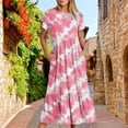 thumbnail image 2 of Sexlip Womens Maxi Dress Short Sleeve Tie Dye Design Light Fabric Flowy Silhouette for Outdoor Leisure Pink XL, 2 of 5