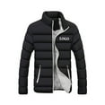 thumbnail image 1 of Innerwin Down Coats Color Block Men Winter Warm Jacket Work Stand Collar Business Coat Black Gray 3XL, 1 of 2