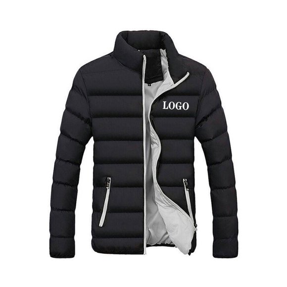 Fashnice Manteau d'Hiver Chaud pour Homme à Col Montant, Manteau à Blocs de Couleur, Doudounes Décontractées de Voyage, Noir Gris 3TG