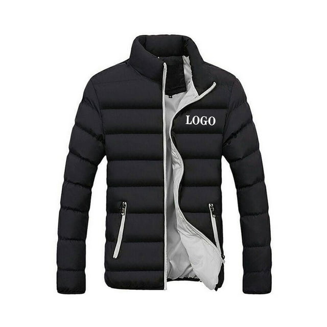 Innerwin Down Coats Color Block Men Winter Warm Jacket Work Stand Collar Business Coat Black Gray 3XL