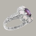 thumbnail image 3 of LBG British Made 925 Sterling Silver Natural Amethyst & Opal Womens Statement Ring - 33 size options - Size 11.5, 3 of 8
