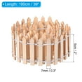 thumbnail image 2 of Uxcell 39" L x 2" H Wood Miniature Mini Fairy Garden Picket Fence, Natural Color 4 Pack, 2 of 5