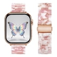 thumbnail image 2 of SEURE Resin Band Compatible with Apple Watch Band 38mm/40mm/41mm/42mm,Fashion Lightweight Replacement Strap for iWatch Series S11/10/9/8/7/6/5/4/3/2/1SE Women Men Pink Flowers, 2 of 7