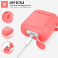 thumbnail image 3 of Coffea Protective Silicone Case with Keychain for AirPods 1 & 2 (Front LED Not Visible) (Coral), 3 of 7