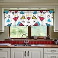 thumbnail image 3 of Yayeee Kitchen Curtains Tier Set of 2 Light Filtering 57"x24" Over Sink Window Panels, Red Triangles, 3 of 7