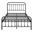 thumbnail image 3 of Queen Size Metal Platform Bed Frame, Victorian Style Bed Frame with Headboard, Footboard, Under Bed Storage, No Box Spring Needed, Black+Silver, 3 of 8