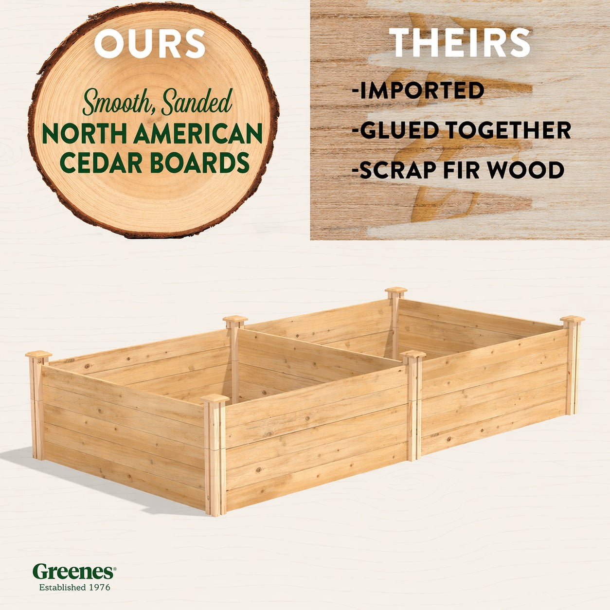 Greenes Fence 48" x 96" x 17.5" (3/4" Thick) Premium Cedar Raised Garden Bed