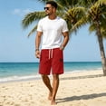 thumbnail image 3 of Uwinwear Men's Corduroy Shorts Elastic Waist Drawstring Cargo Short Multi-Pocket Lightweight Summer Casual Beach Shorts Red XL, 3 of 5