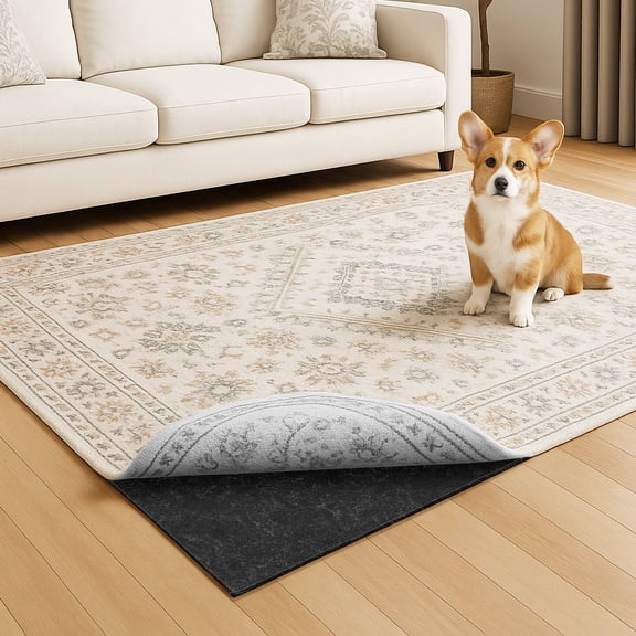 Warmstar 2x8 FT Non Slip Rug Pad,100% Waterproof Felt Rug Pad for Hardwood Floors,1/8” Thick Soft Carpet Pad with Natural Rubber Backing, Secure Grip & Floor Protection
