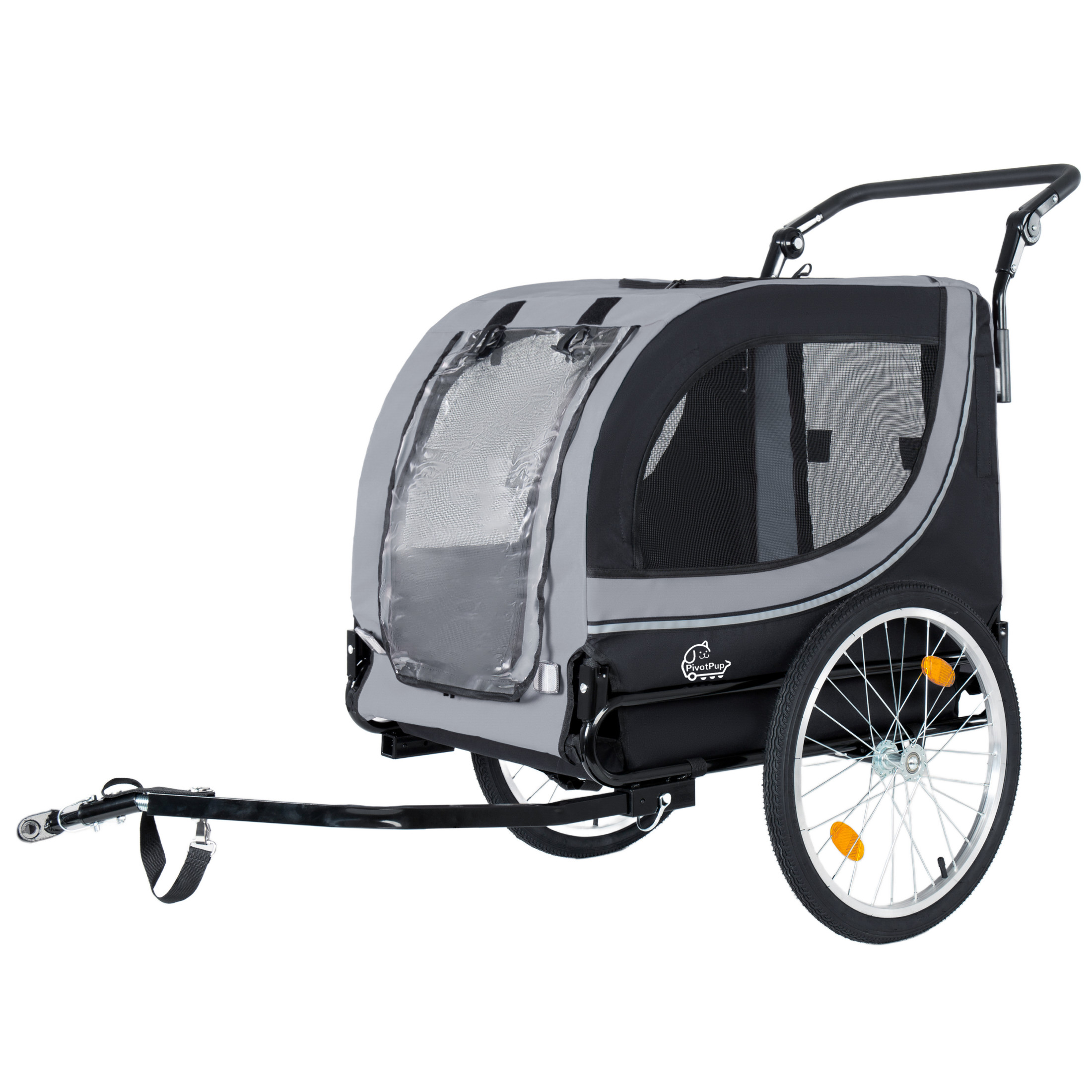 Noble House 2-in-1 Bike Trailer & Pet Stroller with Air-Filled Wheels & Breathable Mesh, Foldable Carrier Cart, Gray