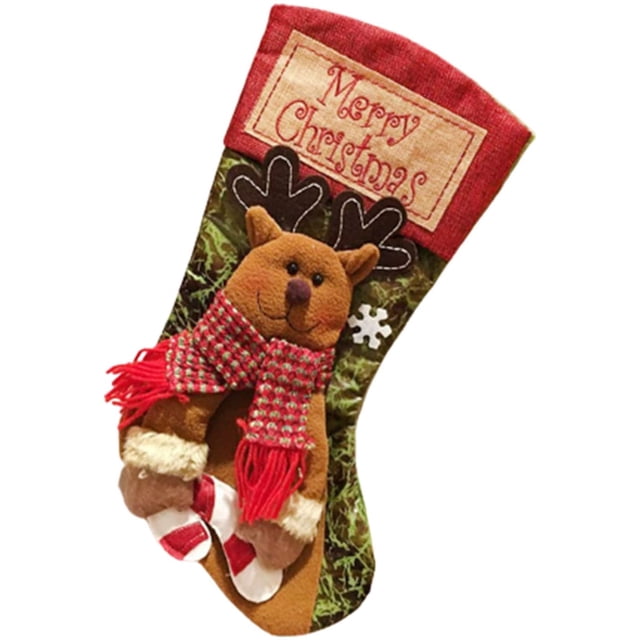 Calcetín de Navidad Decoración Calcetines de Navidad Bolsa de regalo Dibujos animados Lindo Papá Noel Muñeco de nieve Patrones Calcetín de Navidad Contenedor de regalo Decoración B BANYUO Electrónica