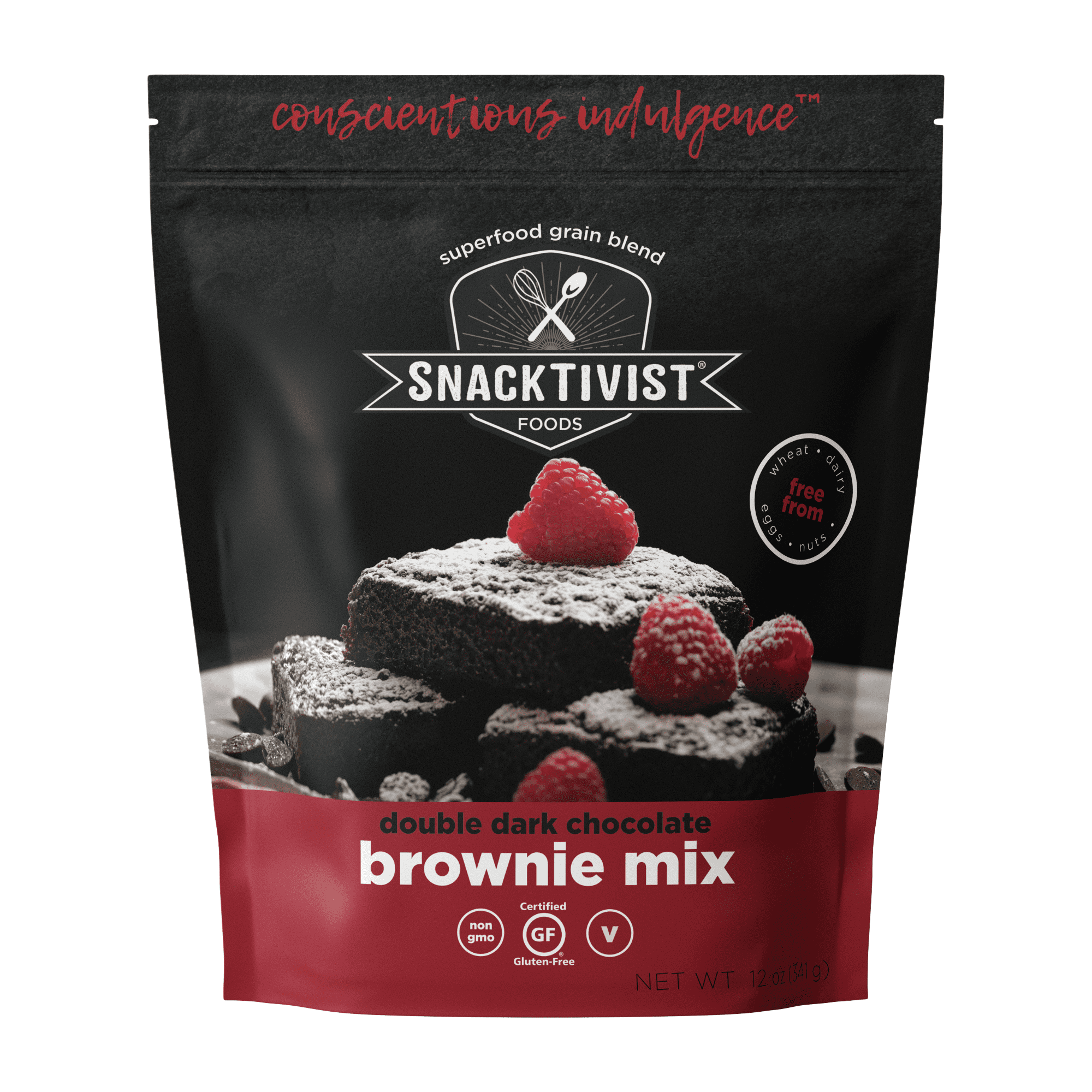 (3 Pack) Snacktivist Dark Chocolate Brownie Mix, Plant-Based, Allergen Friendly, Vegan, 12 oz