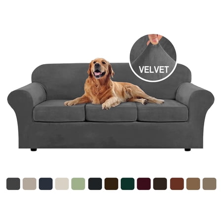 Sanmadrola Sofa Cover Slipcover Couch Cover Set for 3 Seat Sofa Super Stretch Universal Slip Cover Furniture Protector 4 Pieces
