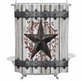 thumbnail image 2 of Country Star Shower Curtain for Bathroom Decor, Vintage Rust Grey Star Berry Rivet Beige Wood Board Waterproof Fabric Shower Curtain, 72"x96" Set with 12 Hooks, 2 of 9