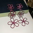 thumbnail image 4 of Triple Flower Dangle Earrings for Women Sterling Silver Post Cubic Zirconia Earrings Floral Tassel Drop Studs Dainty Fashion Ear Jewelry, 4 of 12