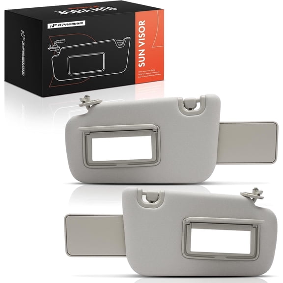 A-Premium Driver & Passenger Sun Visor Compatible with Nissan Sentra 2013 2014 2015 2016 2017 2018 2019 - with Sliding Sun Visor Extension, with Vanity Mirror, Gray Color - Replaces 964013SG8A