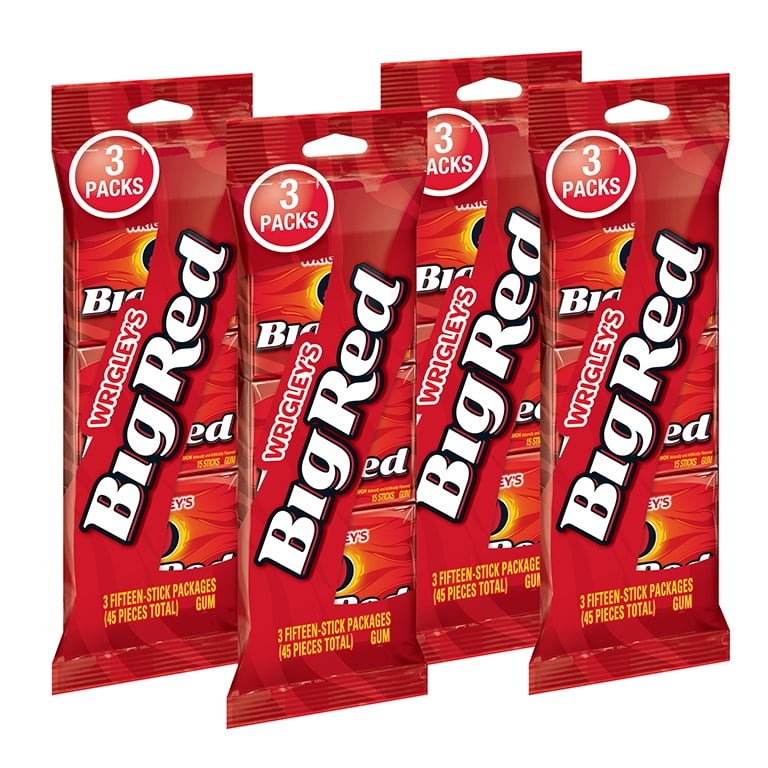 (3 Pack) Wrigley's Big Red, Cinnamon Chewing Gum, 3 Ct