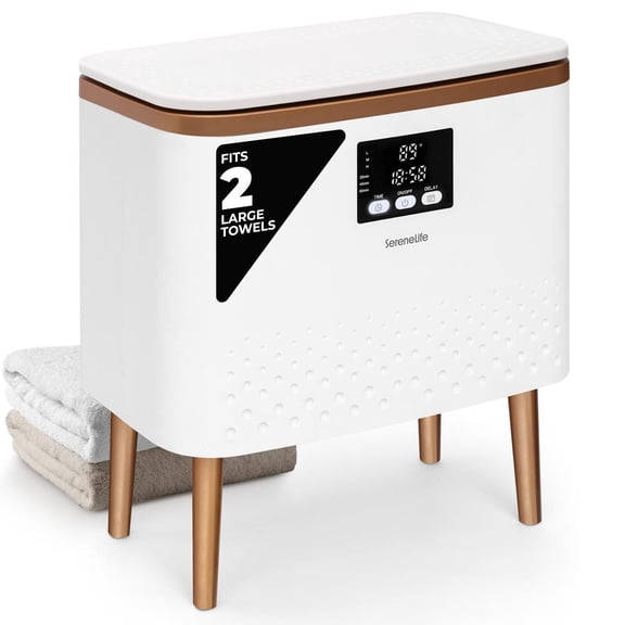 SereneLife Towel Warmer Bucket – 20L Blanket & Towel Warmer with Adjustable 90-140°F Temperature, Stainless Steel Tub & Single-Touch Control for Home & Spa (Gold)