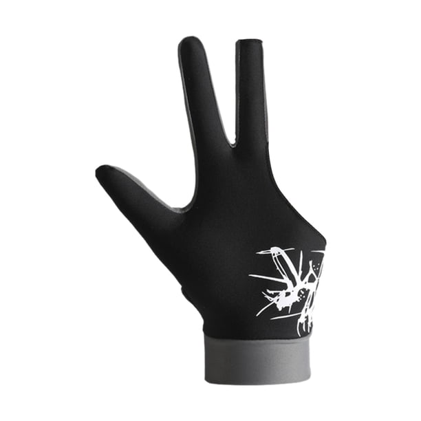 Guante de billar para zurdos, antideslizante, para taco de billar, de 3 dedos empalme negro