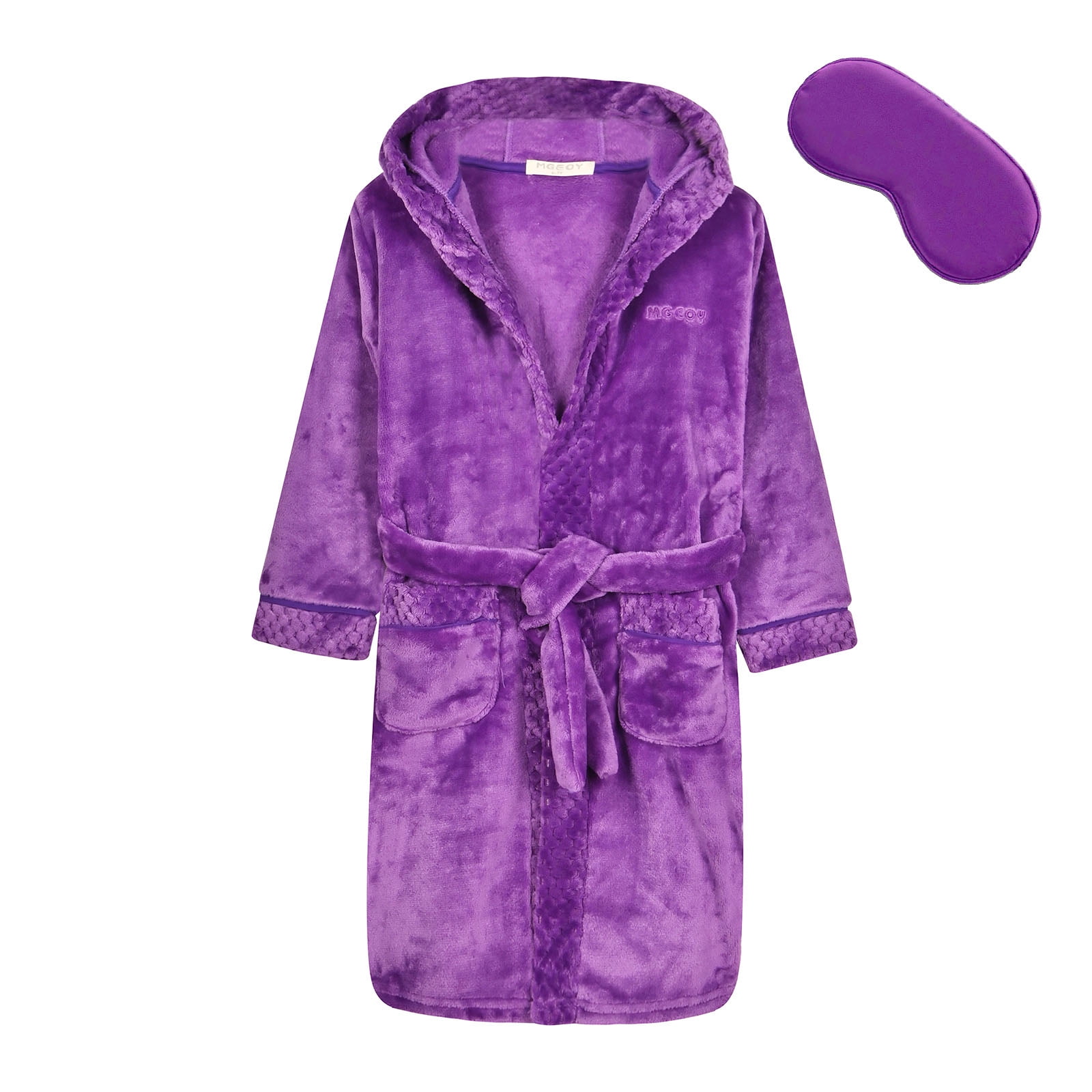 MGEOY Boys Girls Robe Soft Hooded Flannel Bathrobes for Kids With Silk