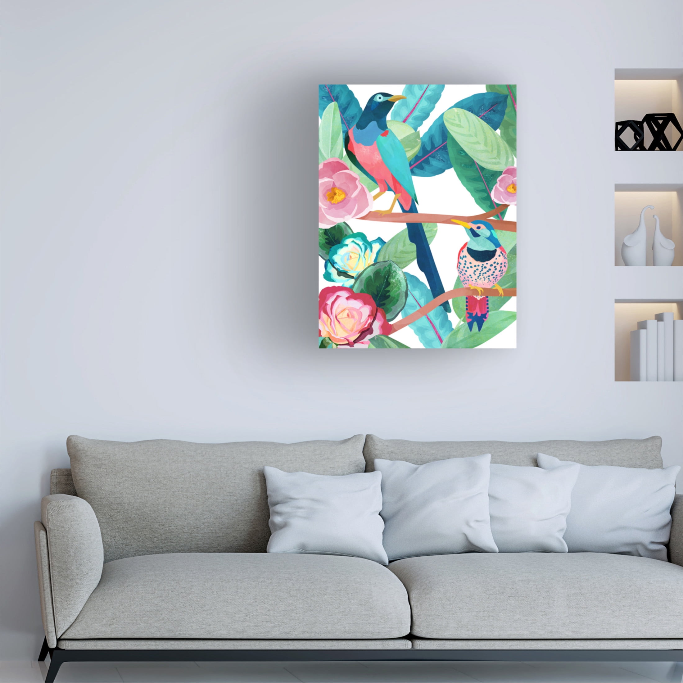 Trademark Fine Art Goed Blauw  Birds of Spring Canvas Wall Art