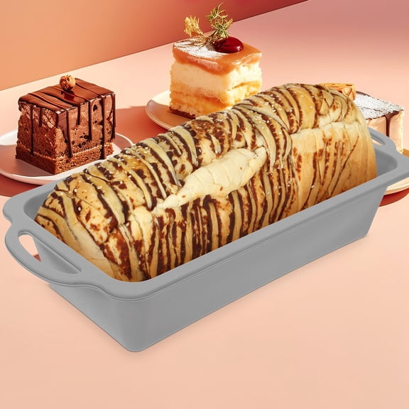 DEEPCRAFF Dishwasher Safe Silicone Loaf Pan Grey with Metal Frame for Baking
