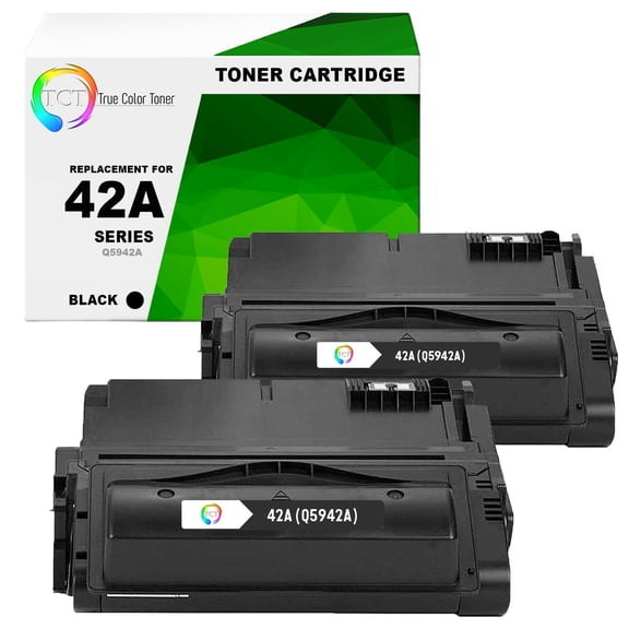 TCT 42A Toner Cartridge 2 Pack - Compatible With HP 42A Q5942A Black
