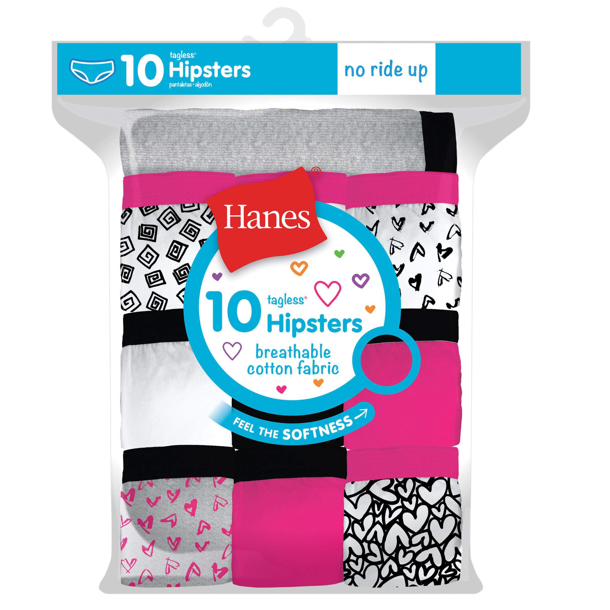 Hanes Girls' Cotton Hipster Underwear, Assorted, 10-Pack 1 12 - image 3 of 3