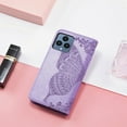 thumbnail image 6 of Allytech T-Mobile REVVL 6 5G Flip Wallet Case, Luxury PU Leather [Butterfly & Flower Embossed] Magnetic Clasp Stand Case Built-in Card Slots & Cash Pocket, Shockproof Wrist Strap Case, Lightpurple, 6 of 7
