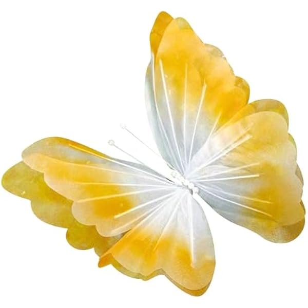 wonima44 2025 New Silk Yarn Artificial Butterfly Decoration, Giant Gauze Fake Butterfly Mesh Photography Props Mariage Decor for Wedding, Outdoor, Bedroom, Parties, Champagne Gradient