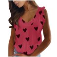 thumbnail image 1 of Pompotops Mode Femmes Casual Amour Impression Sans Manches Plissée Gilet Tops, 1 of 6