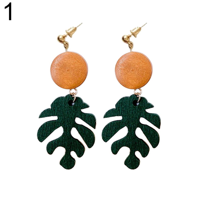 Bohemian Floral Earrings Dangle Music Festival Wear Accessory Round Wood Drop Earrings Warm Colors Jewelry Fashion Orange Pink Earrings