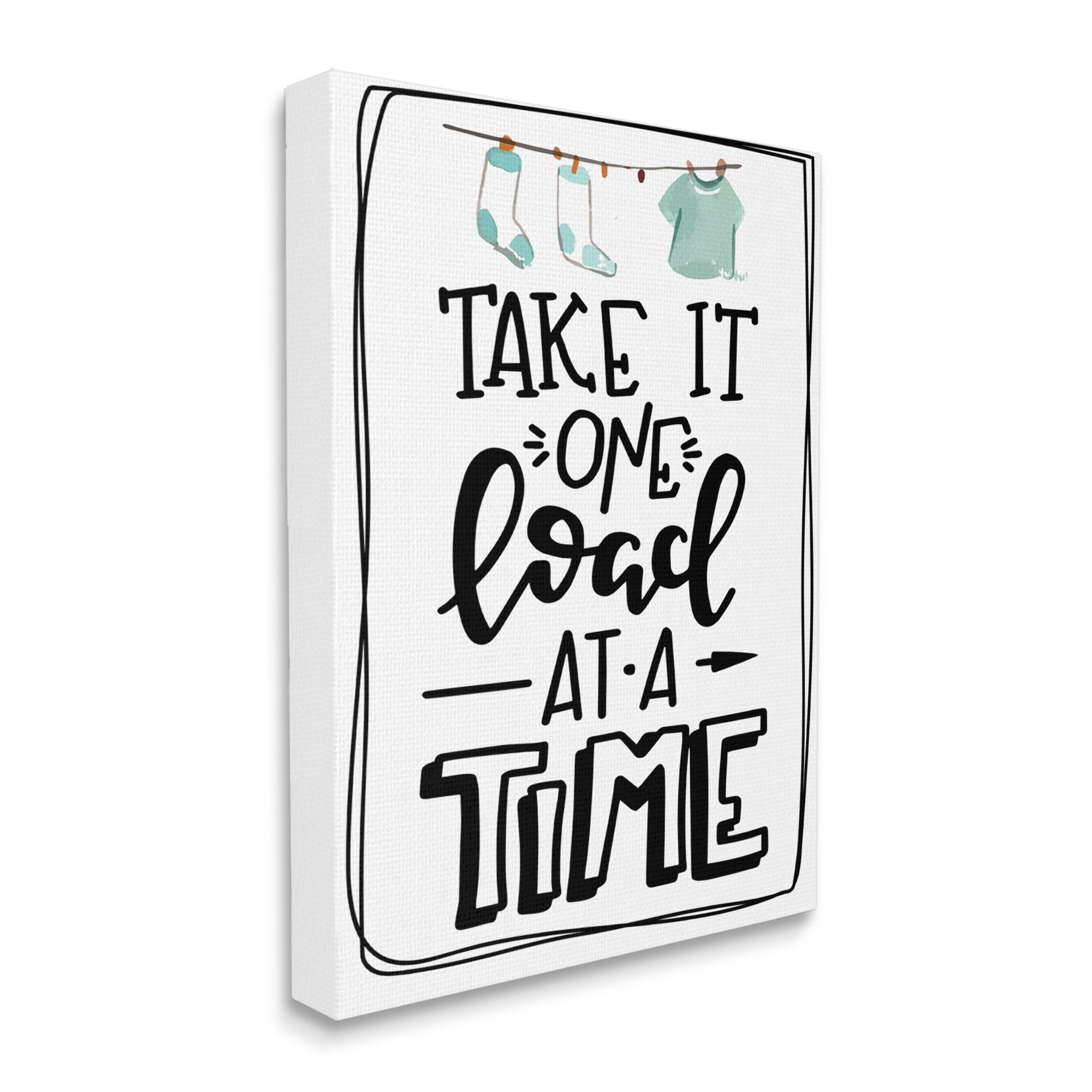 Stupell Industries One Load At A Time Laundry Humor Clothesline,16 x 20,Designed by ND Art