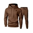 thumbnail image 1 of Ediodpoh Men's Suits Solid Color Drawstring Hoodie Casual Comfortable Sports Suit Sweat Suits Men Brown XL, 1 of 3