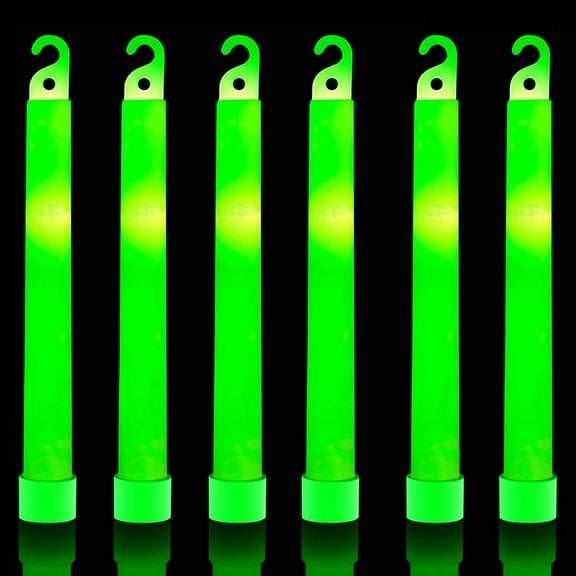 32 Ultra Bright 6 Inch Large Green Glow Sticks - Chem Lights Sticks with 12 Hour Duration - Camping Glow Sticks, Emergency Glow Sticks For Storms Blackouts - Glowsticks for Parties and Kids Activ