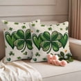 thumbnail image 2 of St Patrick's Day Outdoor Waterproof Pillow Covers, Green Lucky Shamrock Love Spring Beige Decorative Square Throw Pillowcase Sofa Cushion Sham for Patio/Couch/Chair, 18"x18" 2 Pack, 2 of 8