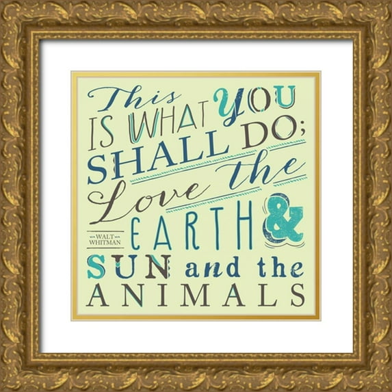 Longfellow Designs 15x15 Gold Ornate Wood Framed with Double Matting Museum Art Print Titled - Walt Whitman