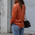thumbnail image 4 of Camisas con cuello de solapa para mujer Blusa de un solo pecho de color puro Camisas con dobladillo irregular de manga larga Naranja S, 4 of 6
