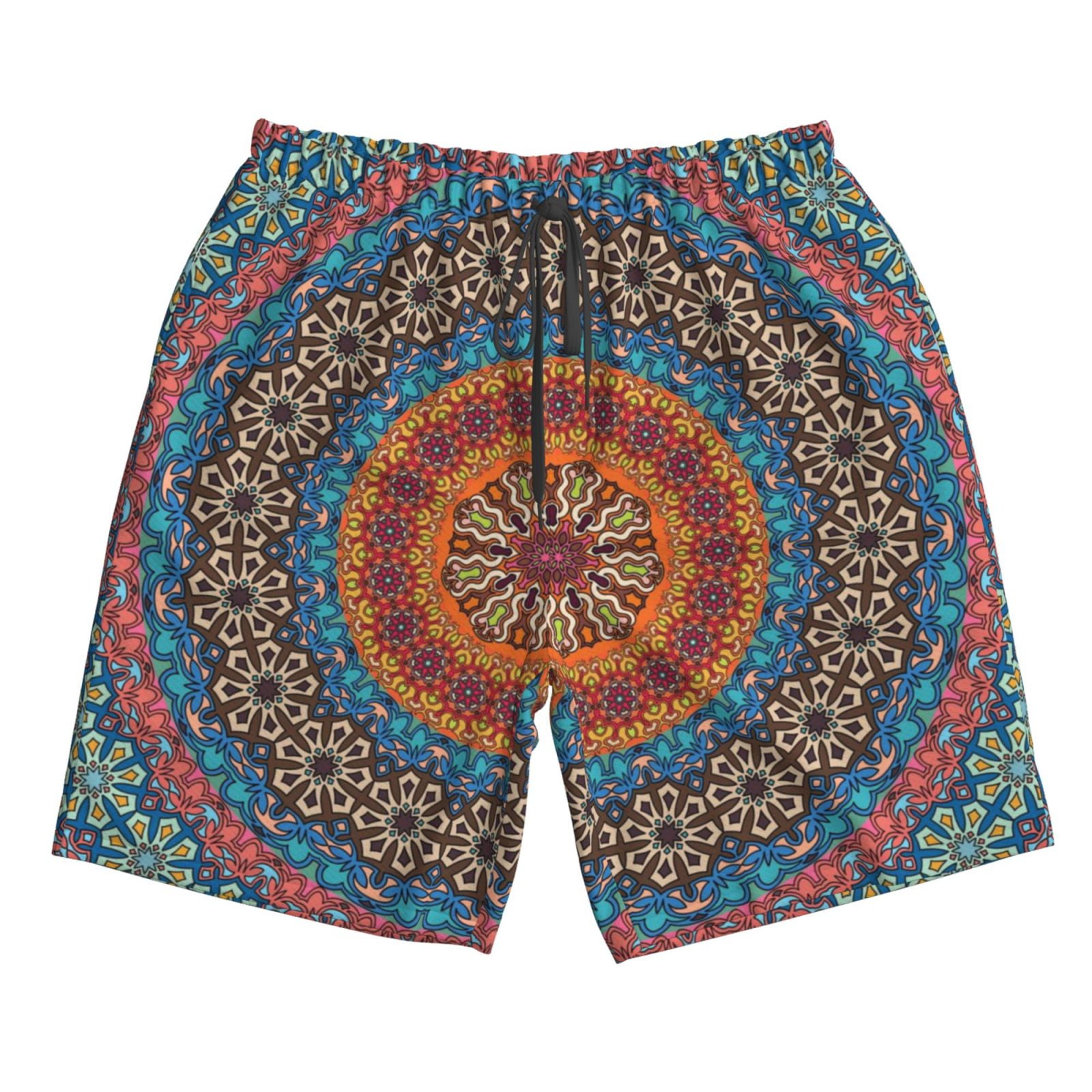 Naloa Mandala Men's Beach Shorts, Surfing shorts, Swim trunks, Quick Dry Swim Trunks for Surfing Beach Fun - Large