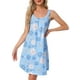 thumbnail image 1 of Noche de inspiración para mujeres, camisón sin mangas, pijama impreso, camisetas de cuello redondo, vestido de tirantes con tirantes anchos y bolsillos, flores azules, 1 of 6